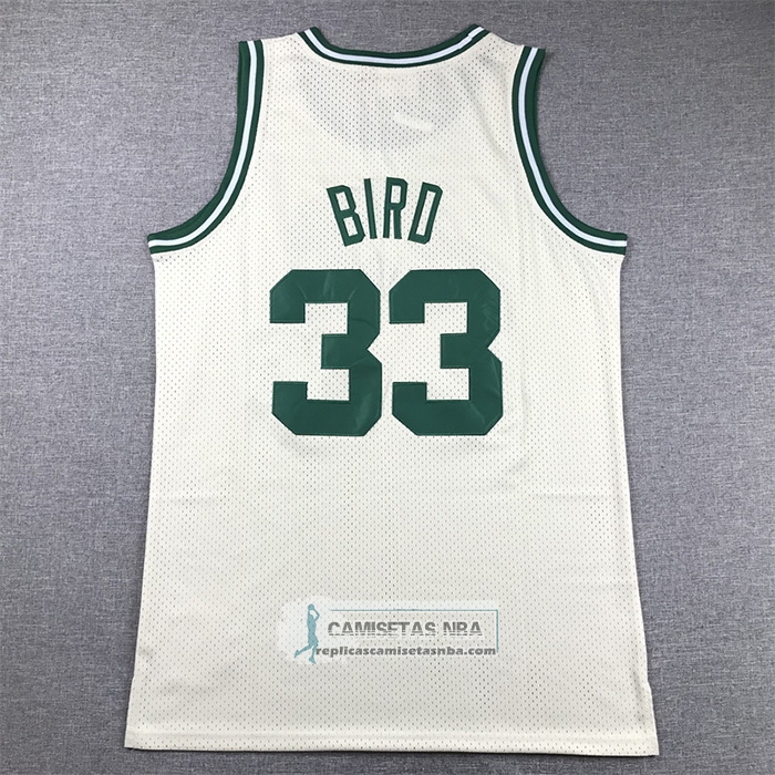 Camiseta Boston Celtics Larry Bird NO 33 Mitchell & Ness Chainstitch Crema